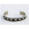 Image 1 : Heavy Sterling Bracelet w/14k Gold Bears, Signed