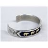 Image 2 : Heavy Sterling Bracelet w/14k Gold Bears, Signed