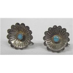 Vintage Navajo Pawn Earrings, Sterling & Turquoise