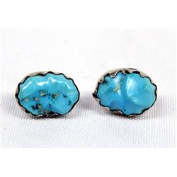 Navajo Silver Turquoise Nugget Earrings