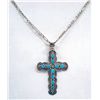 Image 1 : Navajo Sterling Turquoise Cross Pendant - C Yazzie