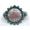 Image 2 : Navajo Silver Turquoise Bracelet --Buffalo Dancer