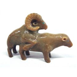 Navajo Carved Amorous Ram & Ewe Fetish