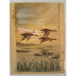 Framed Watercolor 3 Ducks Flying - Showman