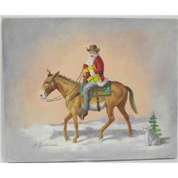 Acrylic Painting Santa on Mule - Helen Goodwine