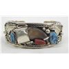 Image 2 : Navajo Sterling Turquoise Coral Claw Bracelet