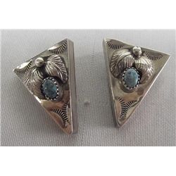 Navajo Sterling Silver Turquoise Collar Tips