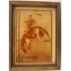 Remington Reverse Print on Glass in Frame
