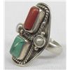 Image 1 : Navajo Sterling Turquoise Coral Ring