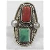 Image 2 : Navajo Sterling Turquoise Coral Ring