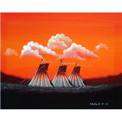 1990 Acrylic Painting Camp Site - E Joshua Jr.