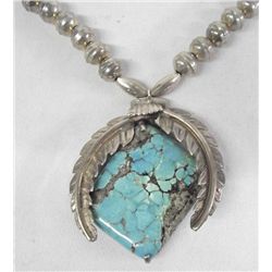Navajo Sterling Turquoise Pendant Necklace