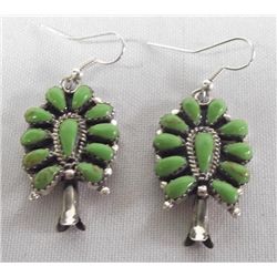 Zuni Gaspeite Silver Earrings - Lorraine Waatsa