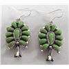 Image 1 : Zuni Gaspeite Silver Earrings - Lorraine Waatsa