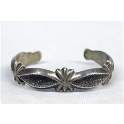 Navajo Pawn Sterling Silver Sandcast Bracelet