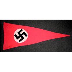 VERY RARE NAZI TRIANGULAR ELONGATED BANNER 30X76 -ORIG