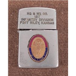 MILITARY LIGHTER-ENGRAVED 1ST INF DIV-FORT RILEY, KS