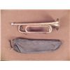 Image 1 : WWI U.S. BRASS ARMY BUGLE W/ORIG STORAGE BAG