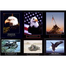 6 Patriotic Military Art Prints American Eagle Iwo Jima