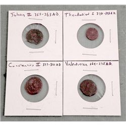 4 Ancient Roman Coins Julian II, Theodosius,Valentinian