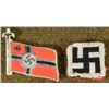 Image 1 : 2) ORIGINAL NAZI ITEMS WAR FLAG IN PLASTIC AND PATCH