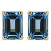 Genuine 3.80 ctw BlueTopaz  Emerald Cut  Earrings 14kt