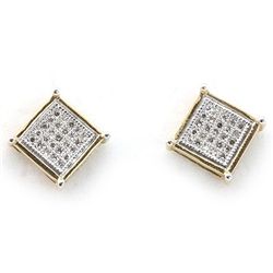 Genuine 0.15 ctw Diamond Square Invisible Earring  14k