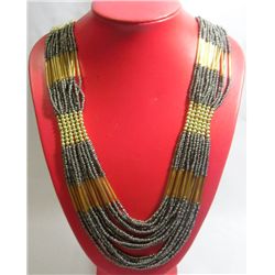 CURTAIN BEADED GRAY GOLD NECKLACE 20INCH