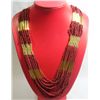 Image 1 : CURTAIN BEADED RED GOLD NECKLACE 20INCH
