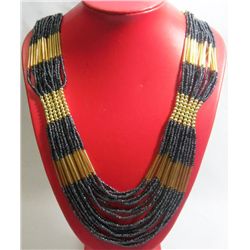 CURTAIN BEADED BLUISH GOLD NECKLACE 20INCH