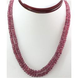 Natural Ruby Round  Beads Necklace 243.65 CTW. w/brass