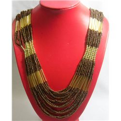 CURTAIN BEADED BROWN GOLD NECKLACE 20INCH