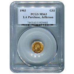 Certified $1 Gold Commemorative Louisiana Purchase Jeff