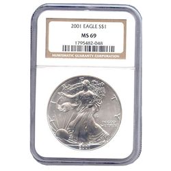 Certified Uncirculated Silver Eagle 2001 MS69