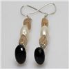 Natural 38.50ct Pearl,Semi Precious Earring .925 Sterli