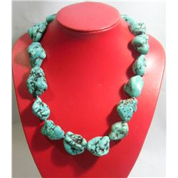 NATURAL 1200.01CTW BLUE TURQUOISE NECKLACE