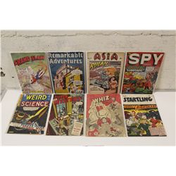 8 GOLDEN AGE CANADIAN EDITION COMICS (1940'S-50'S) VARIOUS GENRES, CRIME, JUNGLE, SCI-FI, ETC. LOW
