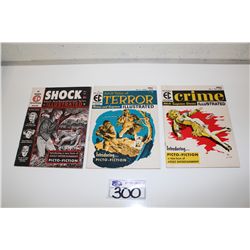 3 EC COMICS 1950'S MAGAZINES (1956) CRIME ILLUSTRATED #1, SHOCK ILLUSTRATED #1 & TERROR ILLUSTRATED
