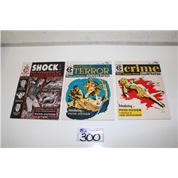 3 EC COMICS 1950'S MAGAZINES (1956) CRIME ILLUSTRATED #1, SHOCK ILLUSTRATED #1 & TERROR ILLUSTRATED