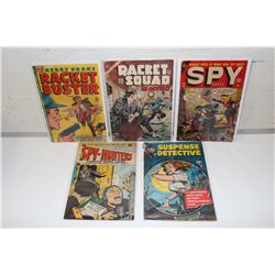 5 PRECODE CRIME/ ESPIONAGE CLASSICS (1950-53) KERRY DRAKE #33, RACKET SQUAD IN ACTION #8, SPY CASES