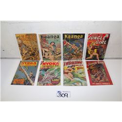 8 JUNGLE COMICS MIXED PRECODE LOT (1940'S-50'S) INCLUDES JUNGLE COMICS #106 & THRILLING COMICS #61,