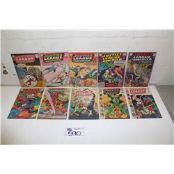 JUSTICE LEAGUE OF AMERICA #14-80 (1962-70) SILVER AGE 12 CENT COVER RUN OF 10 DIFFERENT ISSUES.