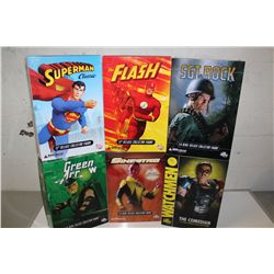 LOT OF 6 ASSORTED 1:6 SCALE COLLECTOR FIGURES, NEW IN BOX. INCLUDES, SUPERMAN CLASSIC, THE FLASH,