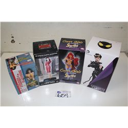 LOT OF 4 FEMALE DC SUPER HERO LIMITED EDITION STATUES INCLUDING: CATWOMAN, STARFIRE, LOIS LANE AND