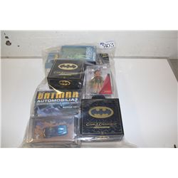 LOT OF ASSORTED BATMAN COLLECTABLES- INCLUDES CORGI DIE CAST AND MORE
