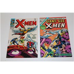 X-MEN #49 & GIANT SIZE #2 (1968 & '75) #49 - STERANKO COVER, GS #2 - ADAMS COVER. HIGH MID TO HIGH