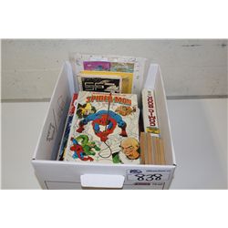 COMICS RELATED BOX (1960'S-80'S) BANKERS BOX FULL OF NEAT STUFF. INCLUDED ARE 6 'FANTASTIC' MAGS