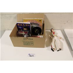VARIOUS ELVIS COLLECTABLES, INCLUDING UNUSED GUITAR STRAP, AND EARLY 70S LAS VEGAS CONCERT RECORDING