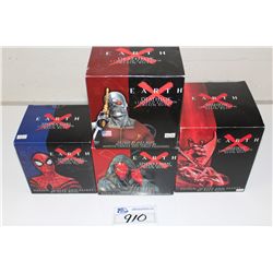 4- EARTH, LIMITED EDITION RESIN BUST, NEW IN BOX INCLUDING: DEATHLOK, DAREDEVIL, SPIDERSMAN,
