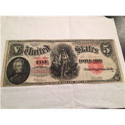 1907 $5 "WOODCHOPPER" LEGAL TENDER